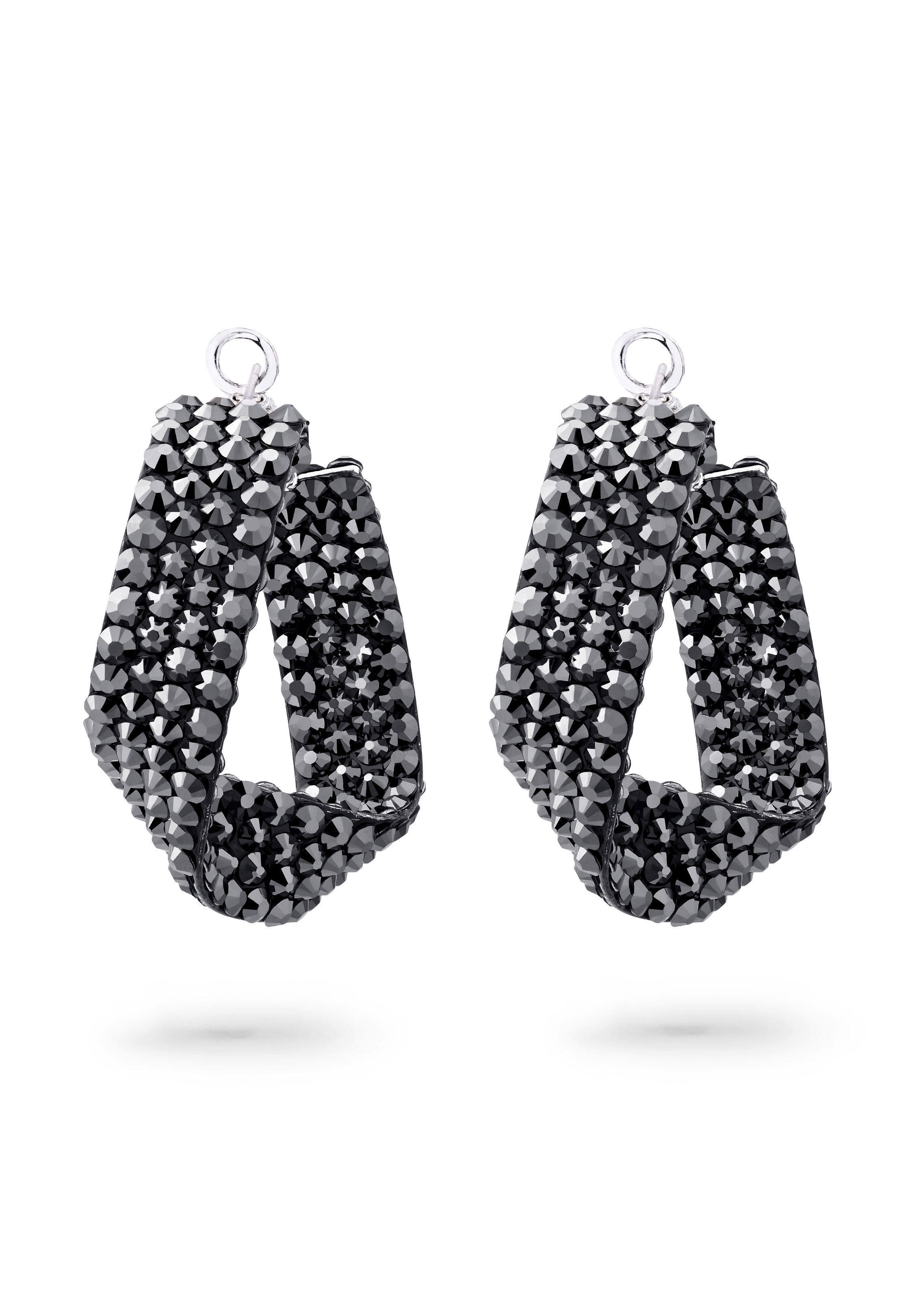 Twist Hoop Earrings-Jet Hematite