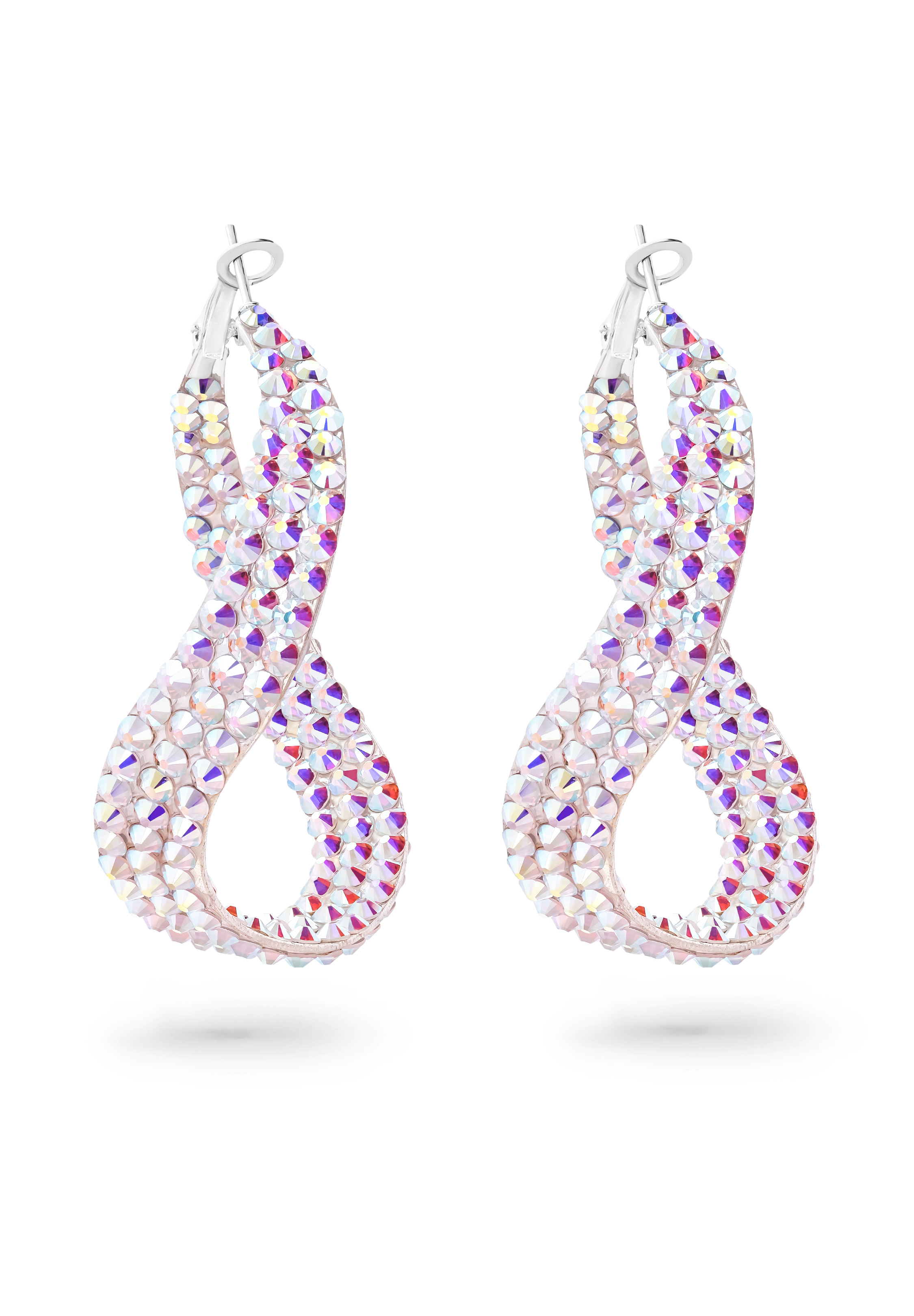 Wavy Hoop Earrings-Crystal AB