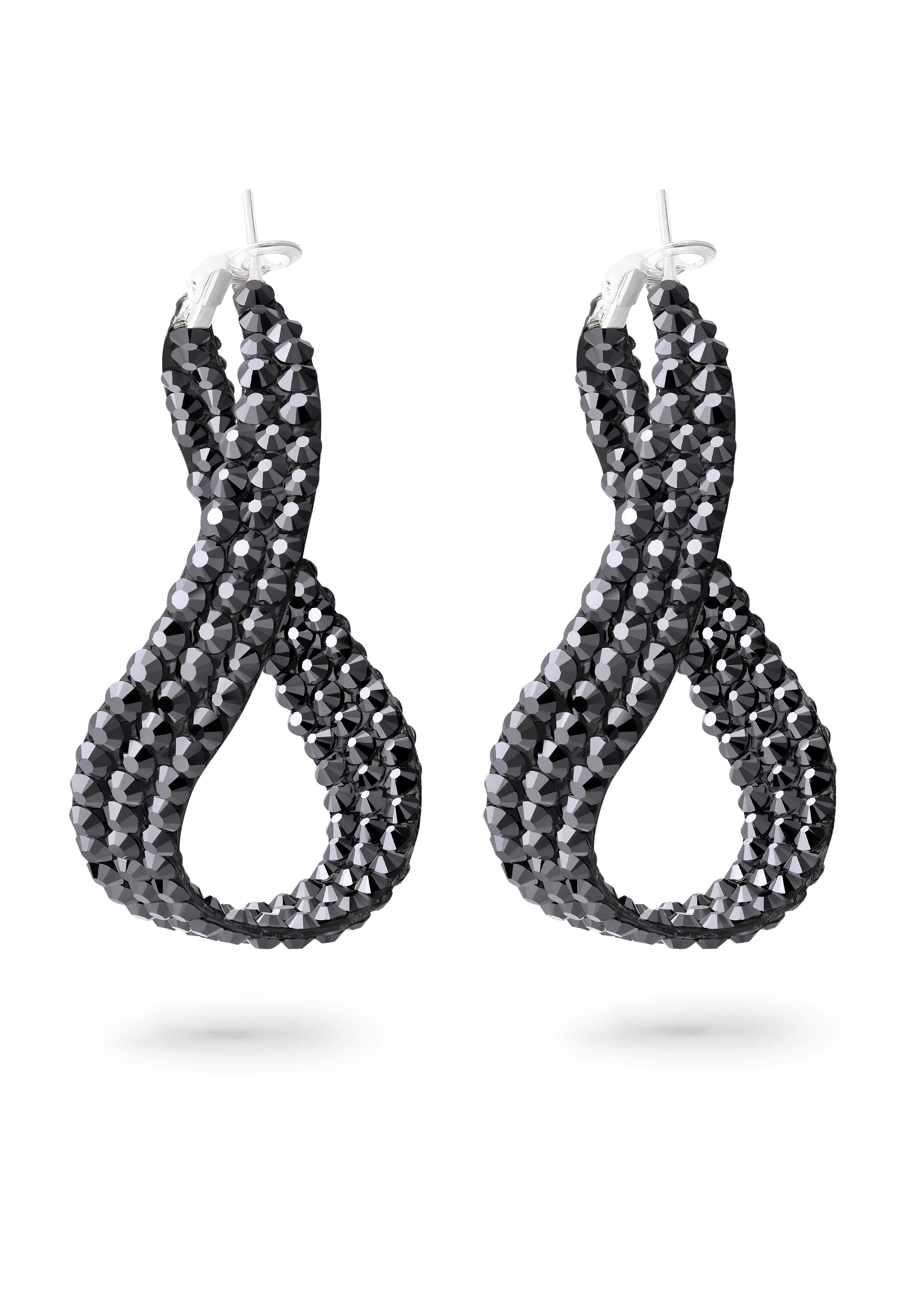 Wavy Hoop Earrings-Jet Hematite