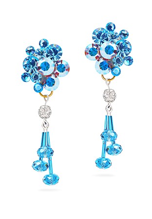 Zdenka Akro Aquamarine & Crystal AB Rhinestone Earrings UH07004-154-Aquamarine