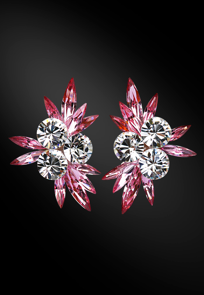 Zdenka Arko Light Rose & Crystal Rhinestone Earrings UH04006-131-Light Rose