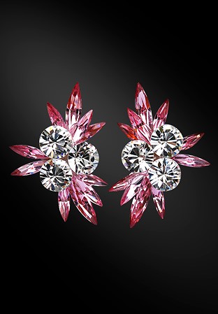Zdenka Arko Light Rose & Crystal Rhinestone Earrings UH04006-131-Light Rose