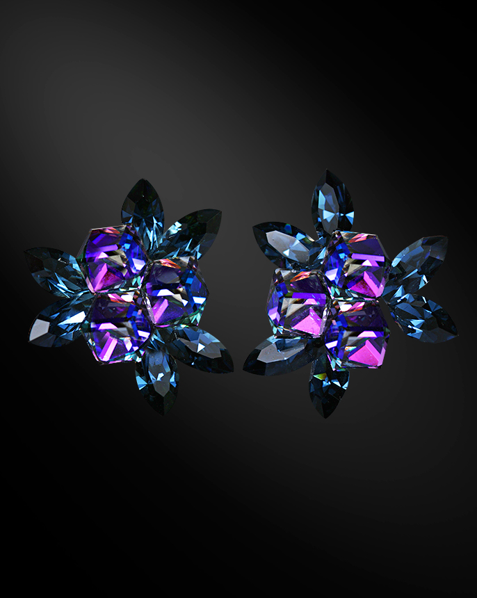 Zdenka Arko Heliotrope & Montana Crystallized Earrings UH04019-133-Montana