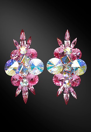 Zdenka Arko Rose & Crystal AB Rhinestone Earrings UH04024-145-Rose
