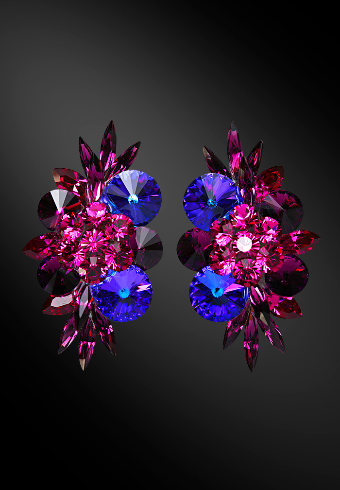 Zdenka Arko Fuchsia & Amethyst Crystal Earrings UH04024-147-Amethyst