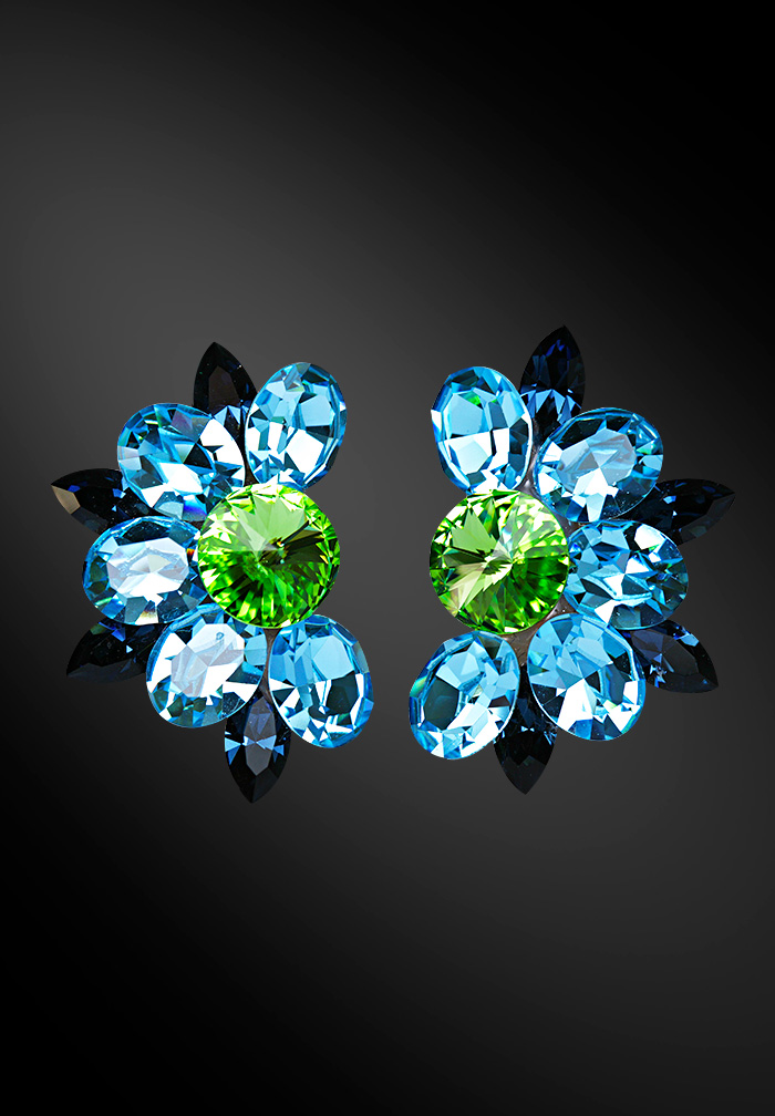 Zdenka Arko Aquamarine & Montana Rhinestone Earrings UH04029-150-Aquamarine / Montana