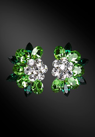 Zdenka Arko Peridot & Crystal Rhinestone Earrings UH05001-144-Crystal