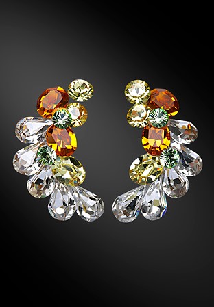 Zdenka Arko Topaz & Crystal 	Rhinestone Earrings UH06010-117-Crystal
