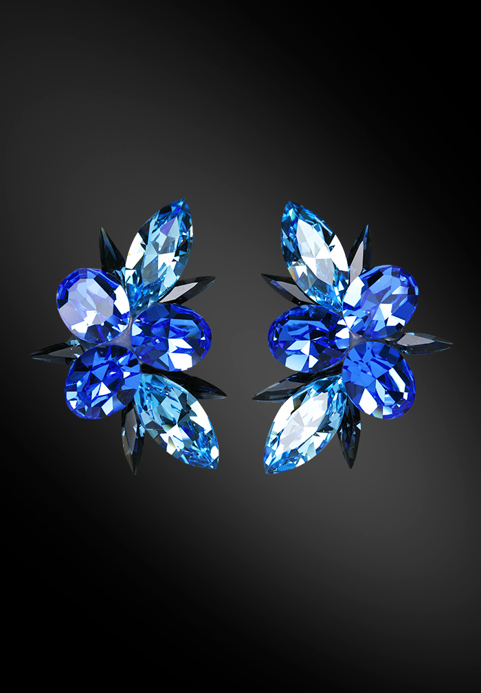 Zdenka Arko Sapphire & Aquamarine Rhinestone Earrings UH06012-121-Montana