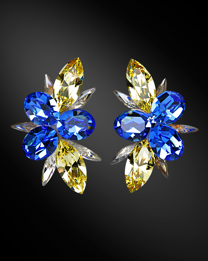 Women Ballroom Jewelry Accessories Earrings Crystal Sapphire 