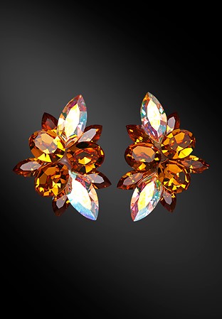 Zdenka Arko Topaz & Crystal AB Rhinestone Earrings UH06012-125-Topaz