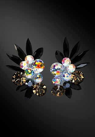 Zdenka Arko Jet & Crystal AB Rhinestone Earrings UH06020-136-Jet