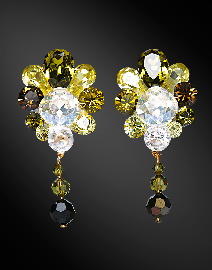 Zdenka Akro Rhinestone Earring UH08001-157-Lime / Jonquil