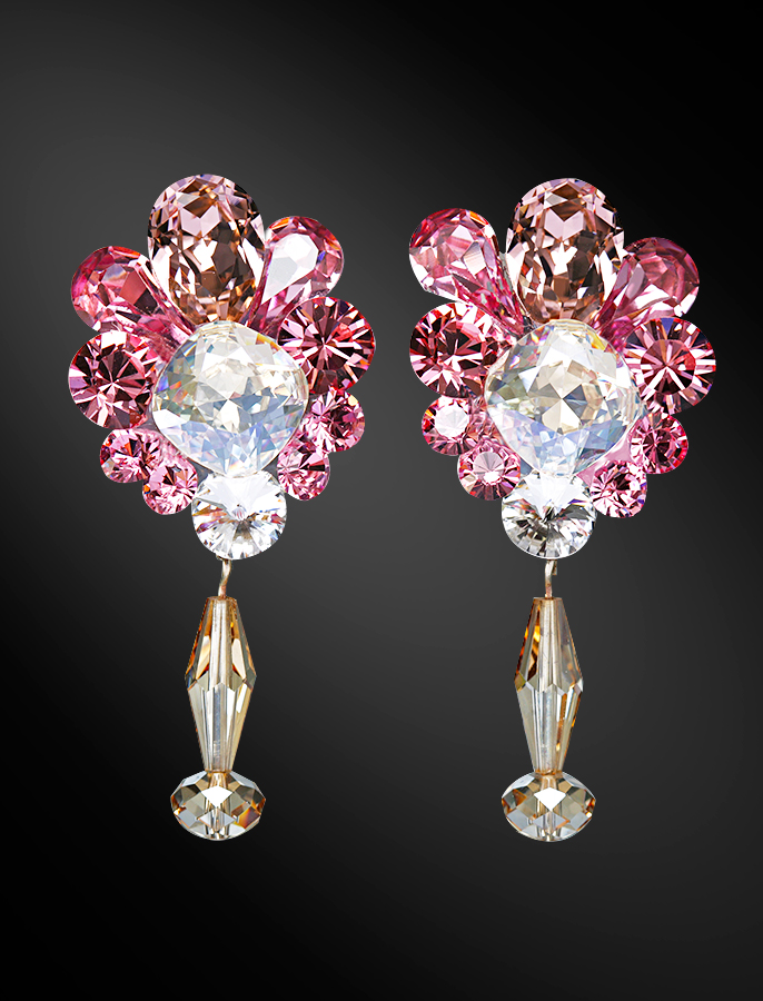 Zdenka Akro Rhinestone Earring UH08001-158-Light Rose / Light Amethyst