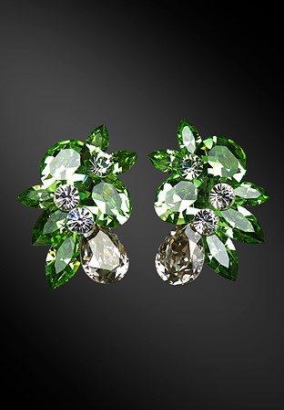 Zdenka Arko Peridot & Crystal Rhinestone Earrings UH08002-57-Peridot
