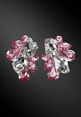 Zdenka Arko Crystal & Light Rose Rhinestone Earrings UH08003-56-Light Rose