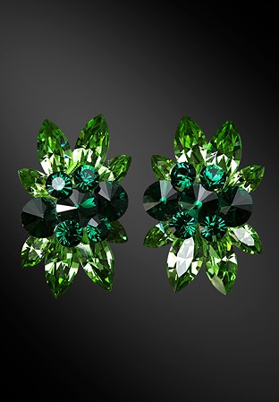 Zdenka Arko Peridot & Emerald Crystal Earrings UH08004-53-Peridot