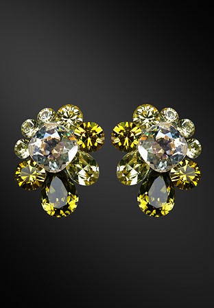 Zdenka Arko Khaki & Lime Crystal Earrings UH08005-52-Lime / Chrysolite