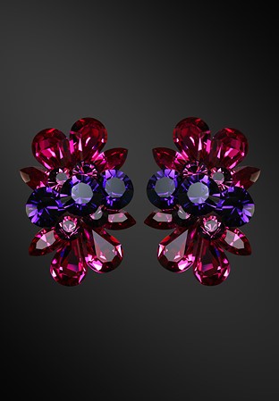 Zdenka Arko Fuchsia & Purple Velvet Crystallized Earrings UH09002-93-Fuchsia / Amethyst