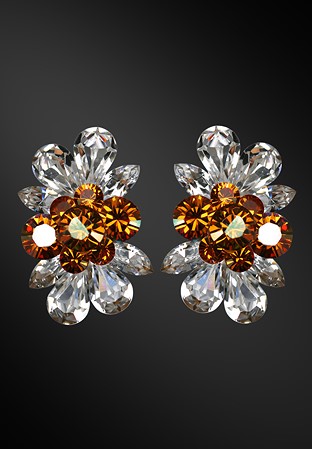 Zdenka Akro Crystal & Topaz Rhinestone Earring UH09002-94-Crystal