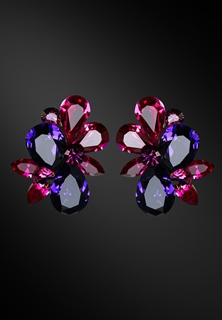 Zdenka Arko Fuchsia & Purple Velvet Crystal Earrings UH09004-88-Fuchsia