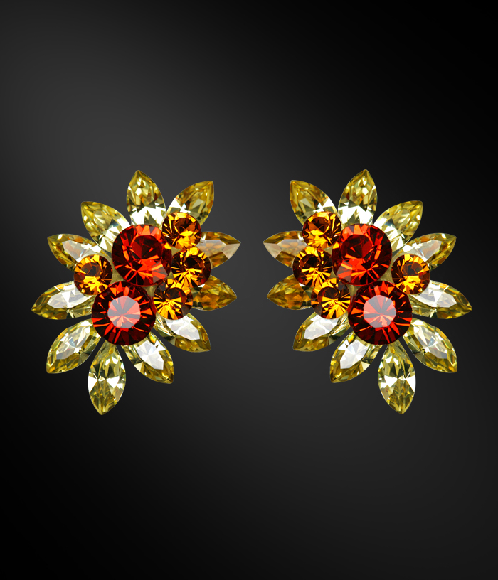 Zdenka Akro Indian Red & Jonquil Crystallized Earring UH09006-85-Jonquil
