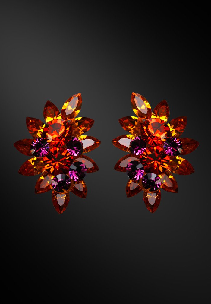 Zdenka Arko Topaz & Indian Red Crystal Earrings UH09006-86-Topaz