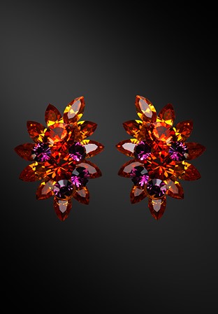 Zdenka Arko Topaz & Indian Red Crystal Earrings UH09006-86-Topaz