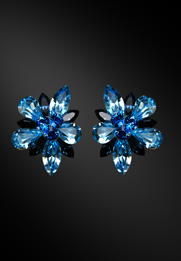 Zdenka Arko Aquamarine & Capri Blue Crystal Earrings UH10001-67-Aquamarine