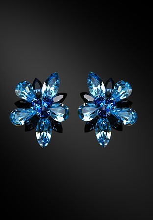 Zdenka Arko Aquamarine & Capri Blue Crystal Earrings UH10001-67-Aquamarine