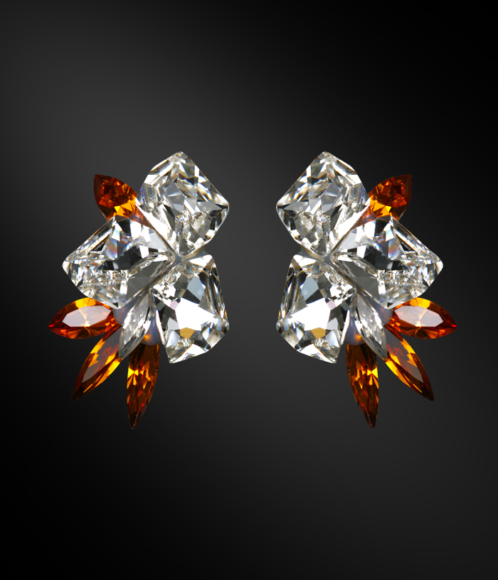 Zdenka Arko Topaz & Crystal Rhinestone Earrings UH11003-76-Crystal