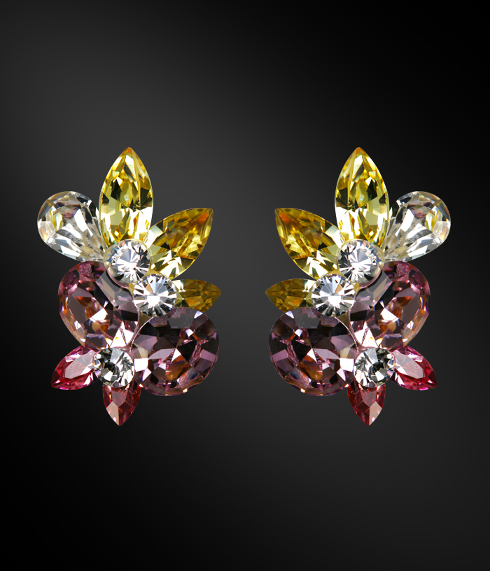 Zdenka Arko Light Amethyst & Jonquil Crystal Earrings UH10003-78-Jonquil / Crystal