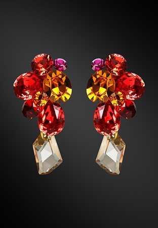 Zdenka Akro Padparadsha & Topaz Rhinestone Earring UH11005-160-Padparadscha