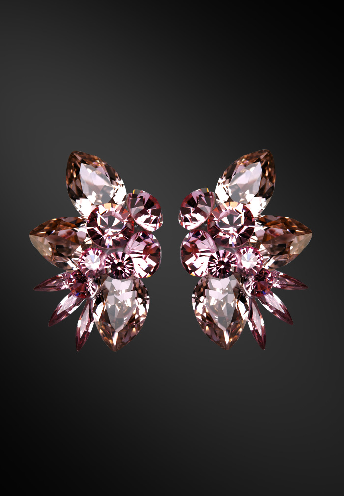 Zdenka Arko Light Amethyst & Light Rose Rhinestone Earrings UH12001-106-Light Amethyst