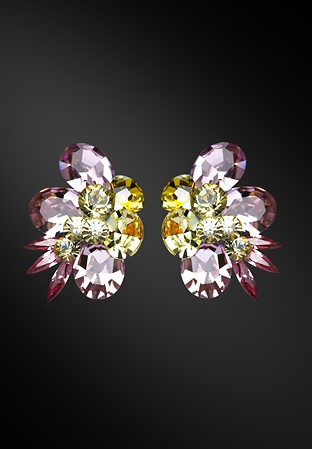 Zdenka Arko Light Amethyst & Jonquil Crystallized Earrings UH12001-108-Light Amethyst