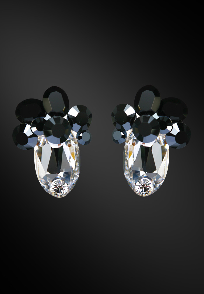 Women Ballroom Jewelry Accessories Earrings Crystal Jet Hematite 