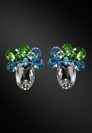 Zdenka Arko Peridot & Indicolite Crystal Earrings UH12002-97-Crystal / Light Sapphire