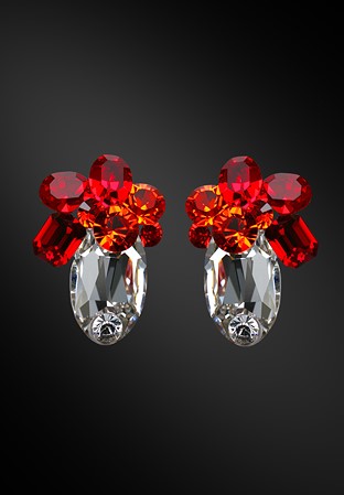 Zdenka Arko Light Siam & Hyacinth Crystallized Earrings UH12002-98-Crystal / Hyacinth