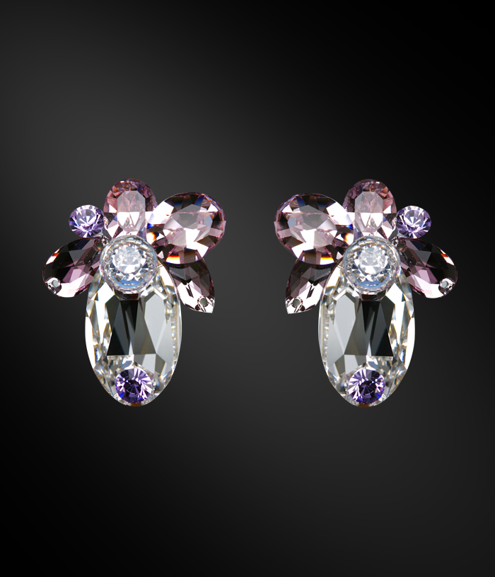 Zdenka Arko Crystal & Light Rose Rhinestone Earrings UH12002-99-Light Rose