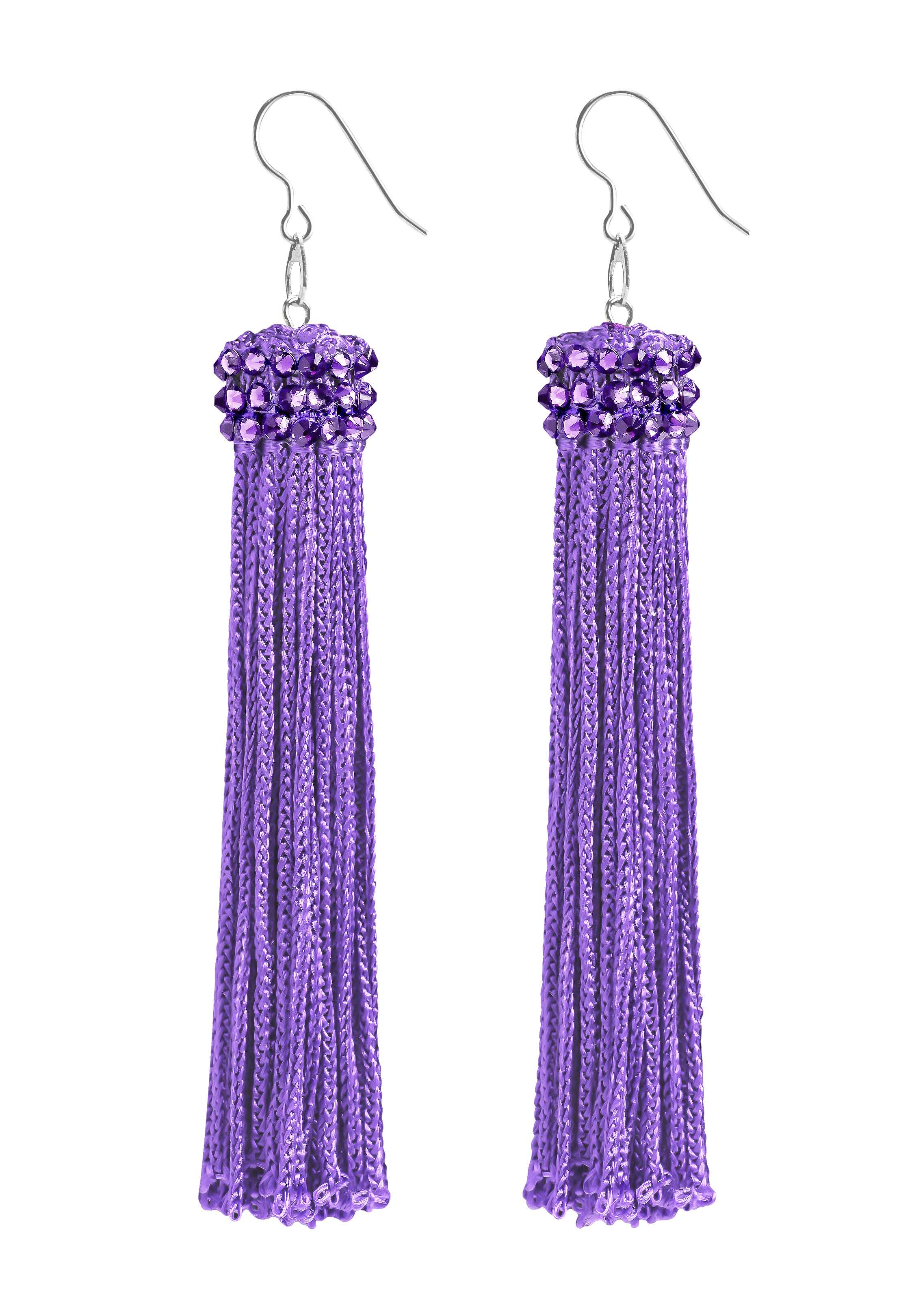 Zerlina Amethyst Fringe Rhinestone Earrings Amethyst FC415-Amethyst