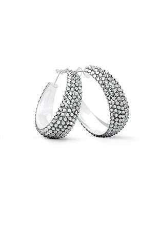 Zerlina Crystal Hoop Earrings-L (1.75 X 1.75 inch)-Black Diamond