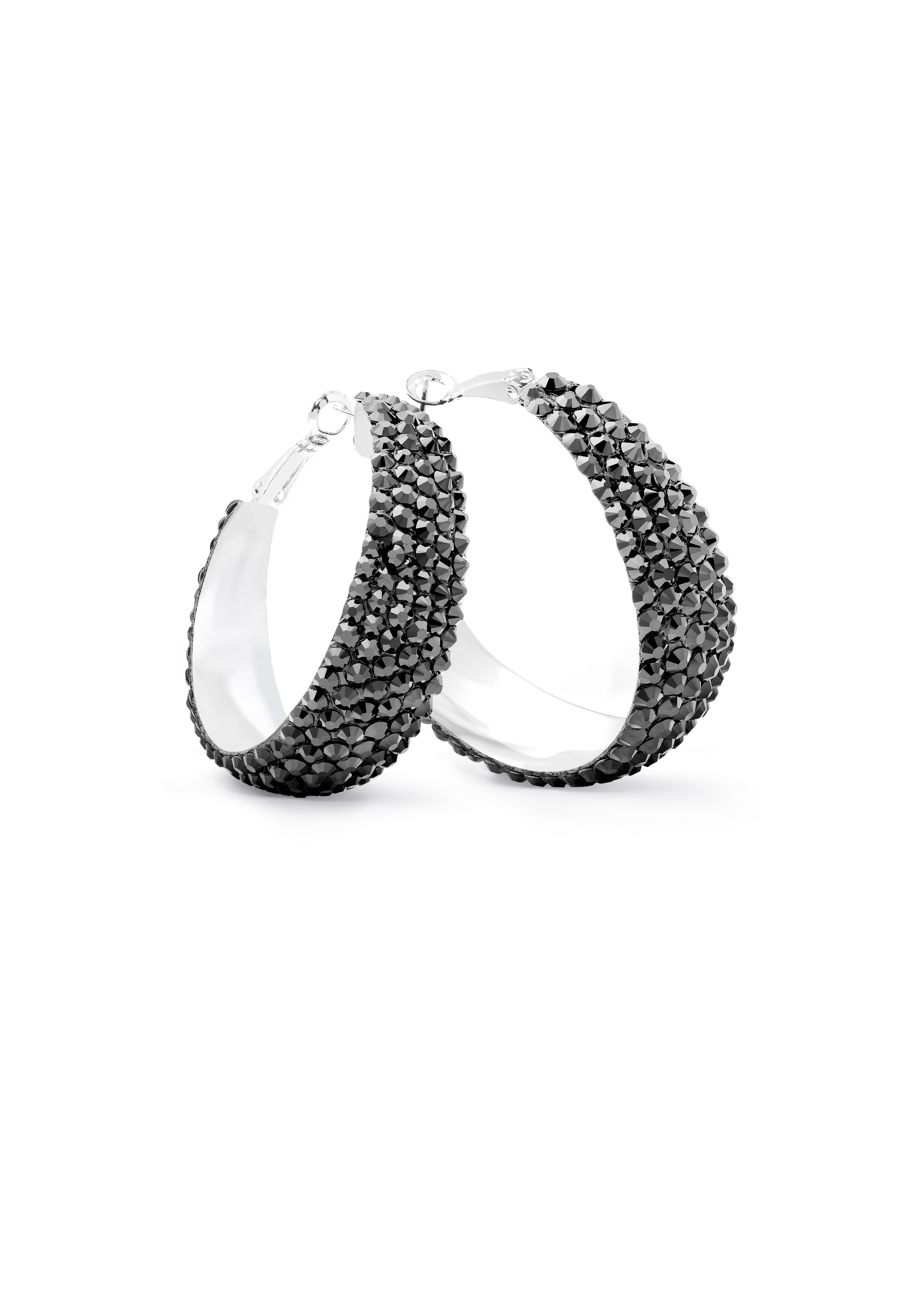 Zerlina Crystal Hoop Earrings-L (1.75 X 1.75 inch)-Jet Hematite