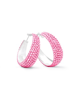 Zerlina Crystal Hoop Earrings-L (1.75 X 1.75 inch)-Light Rose