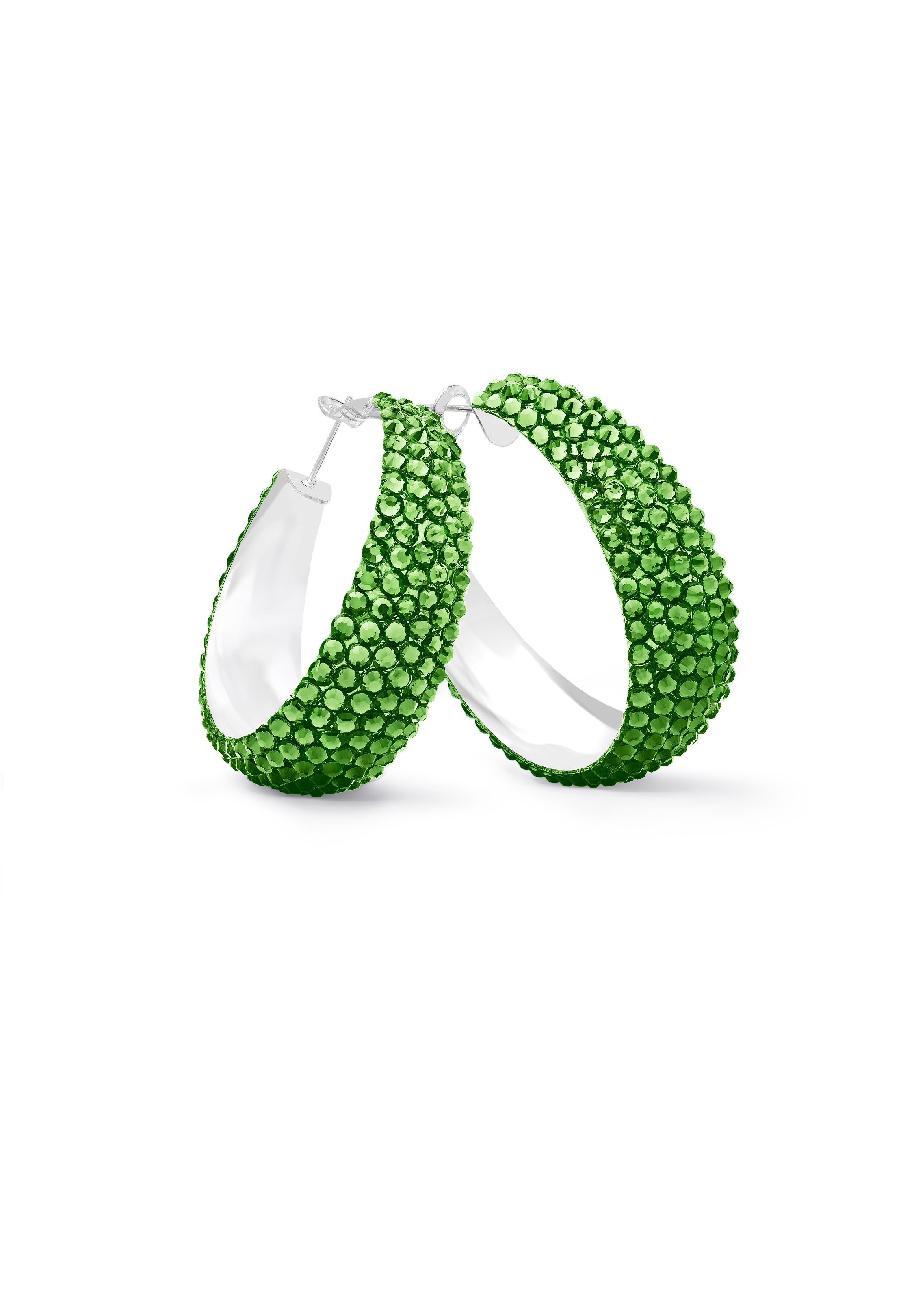 Zerlina Crystal Hoop Earrings-L (1.75 X 1.75 inch)-Peridot