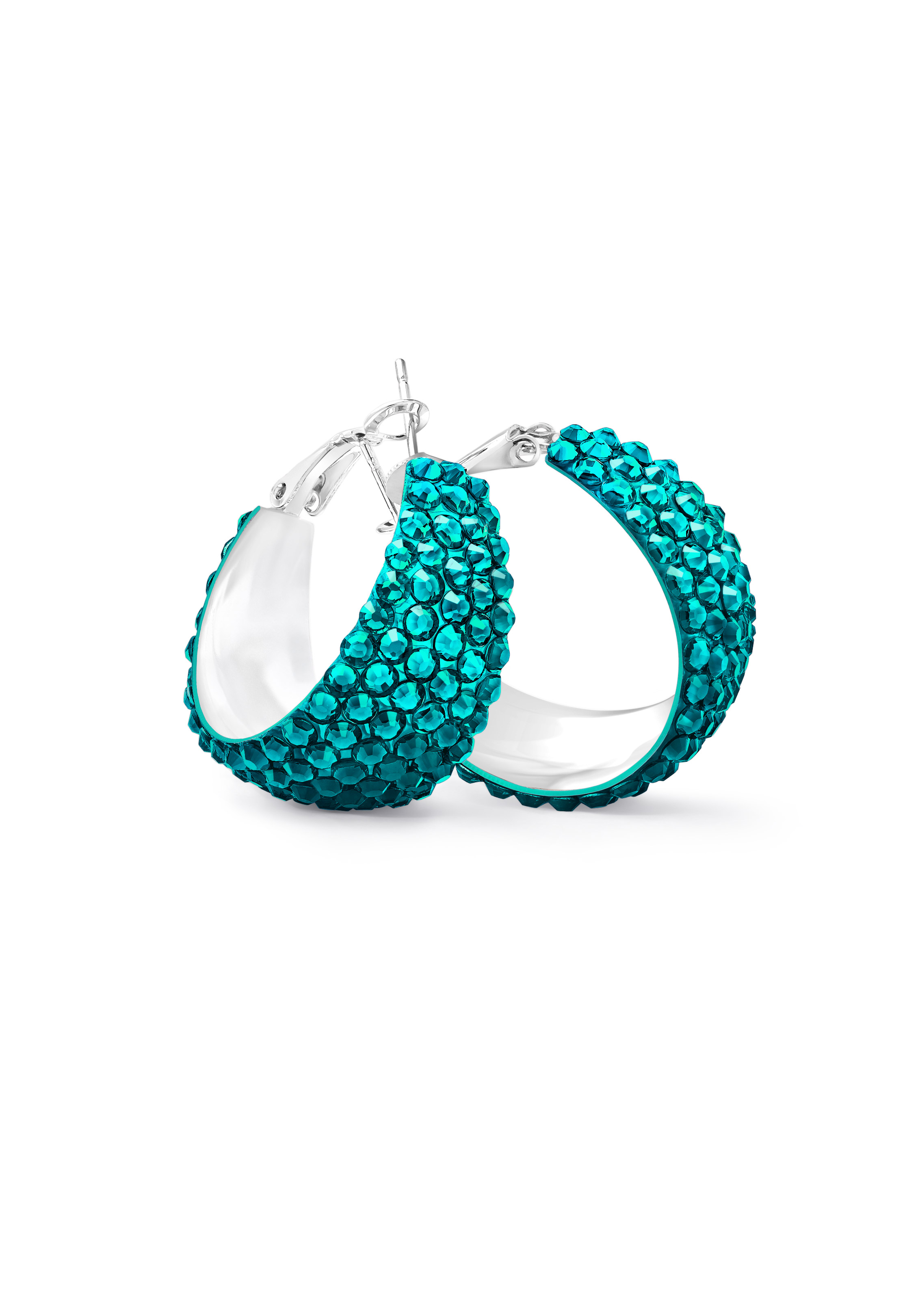 Zerlina Crystal Hoop Earrings-S (1.2 x 1.2 inch)-Blue Zircon