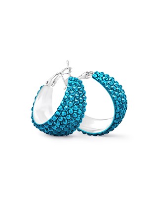 Zerlina Crystal Hoop Earrings-S (1.2 x 1.2 inch)-Blue Zircon