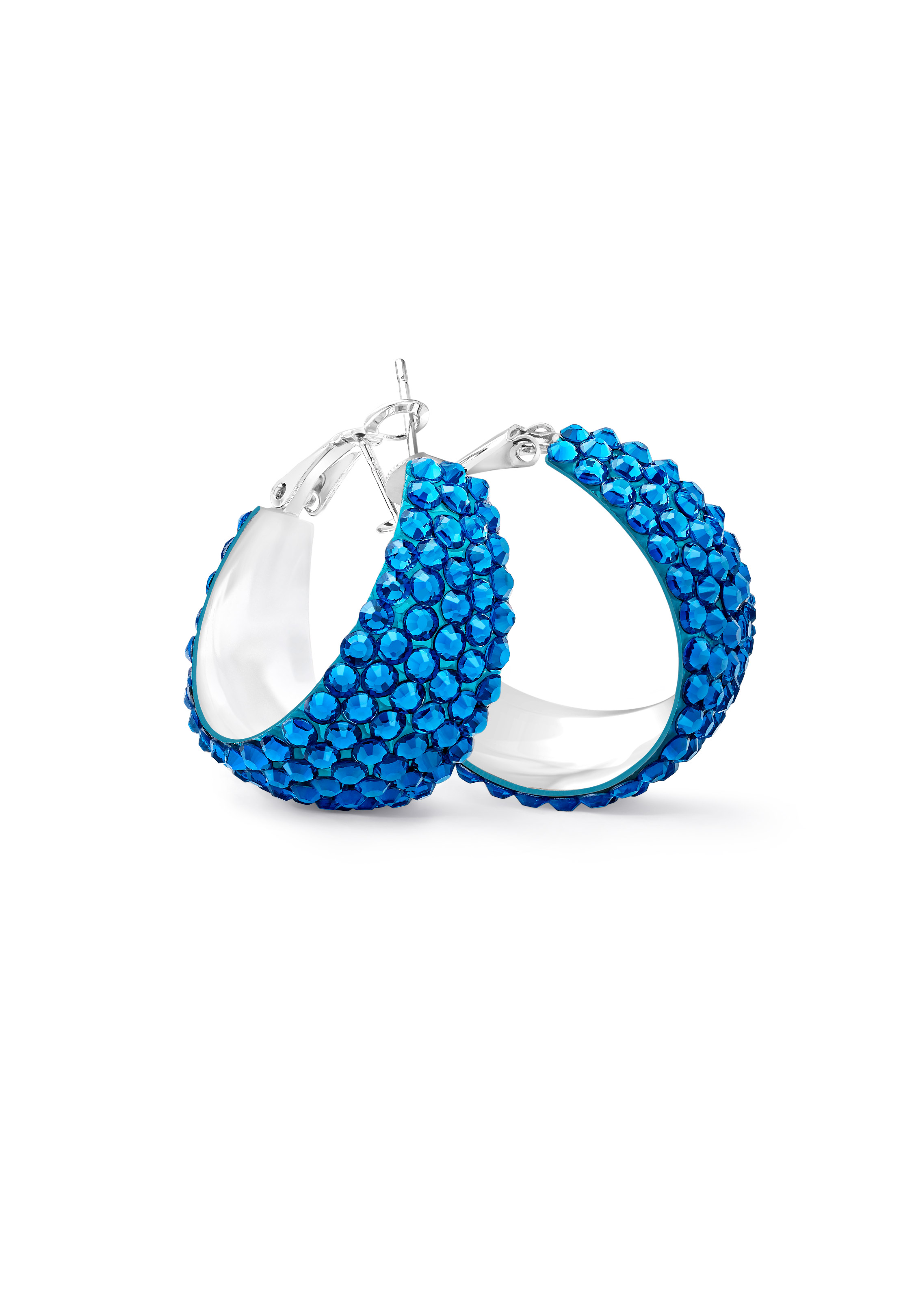 Zerlina Crystal Hoop Earrings-S (1.2 x 1.2 inch)-Capri Blue