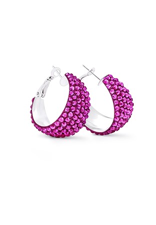 Zerlina Crystal Hoop Earrings-S (1.2 x 1.2 inch)-Fuchsia