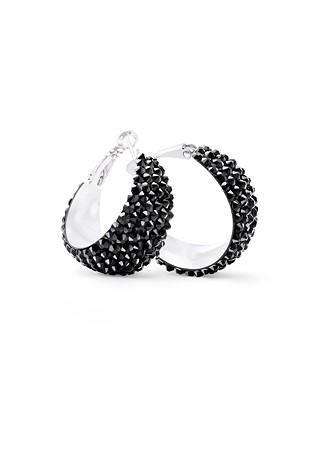 Zerlina Crystal Hoop Earrings-S (1.2 x 1.2 inch)-Jet