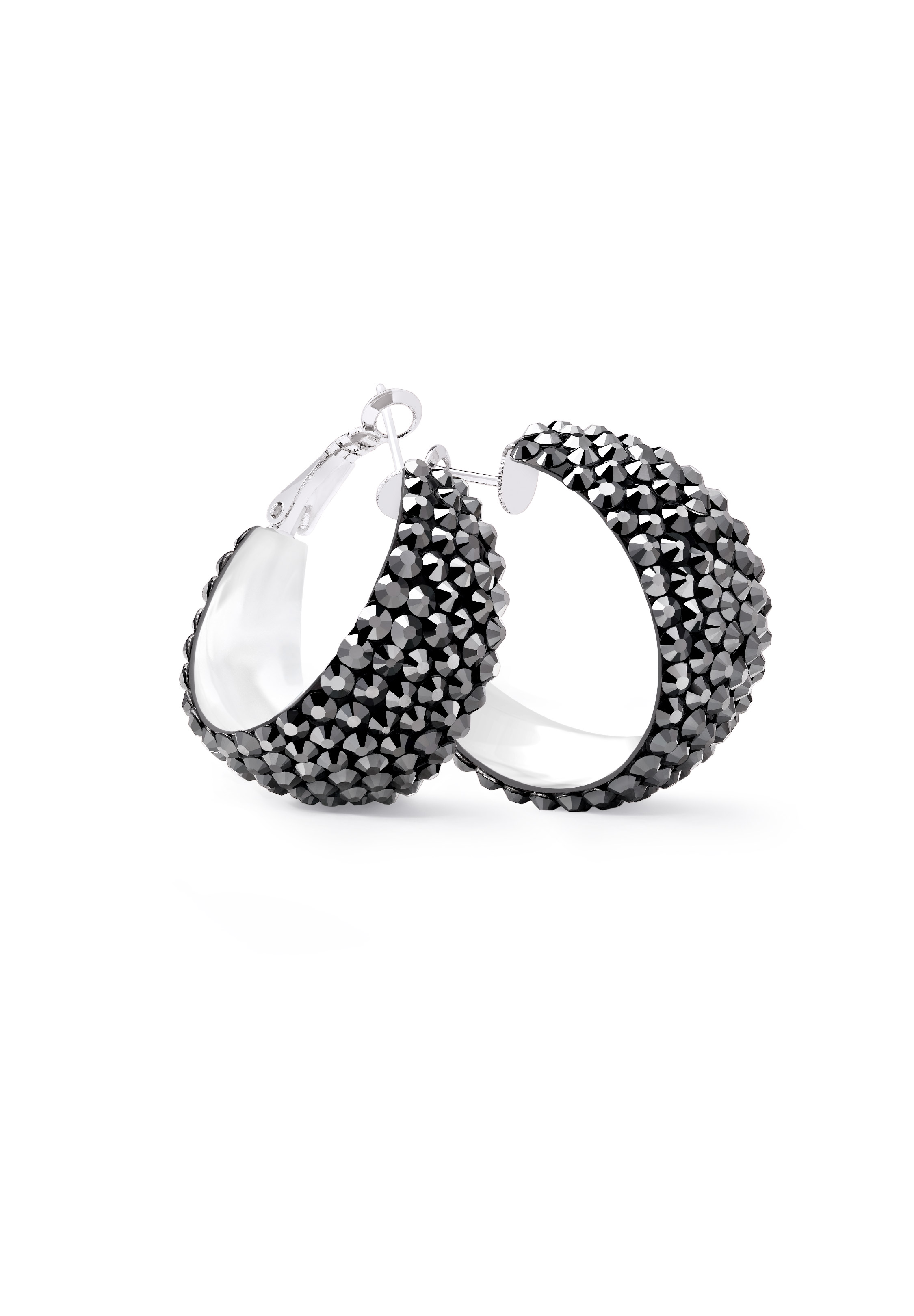 Zerlina Crystal Hoop Earrings-S (1.2 x 1.2 inch)-Jet Hematite